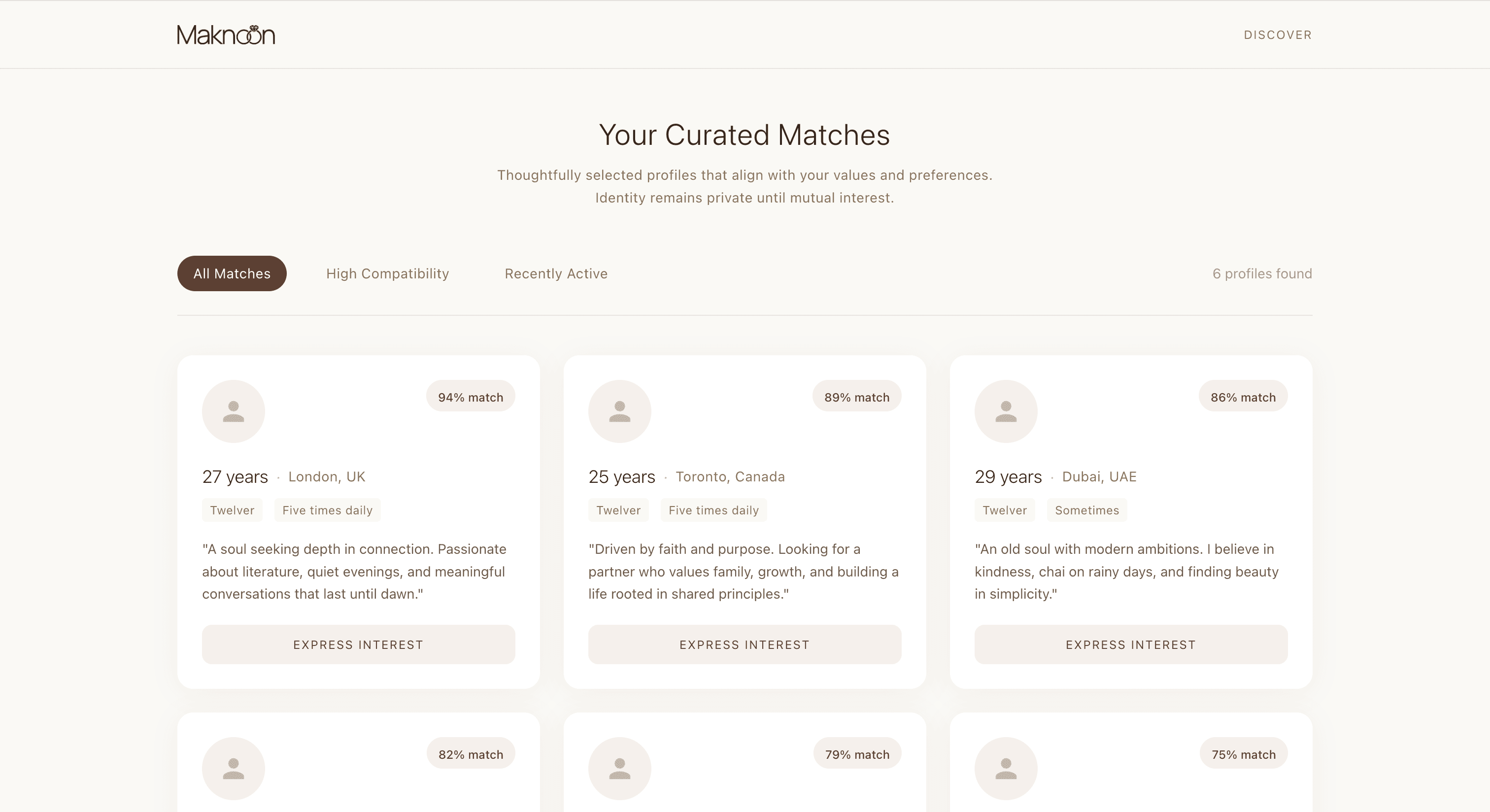 Discover Matches Anonymously